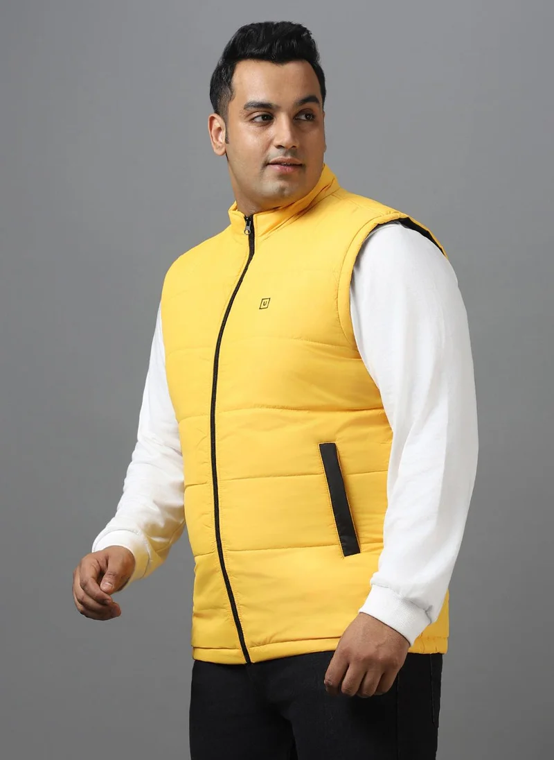 Urbano Fashion  Urbano Plus Men's Yellow Sleeveless Zippered Puffer Jacket for Men | Best Price UAE